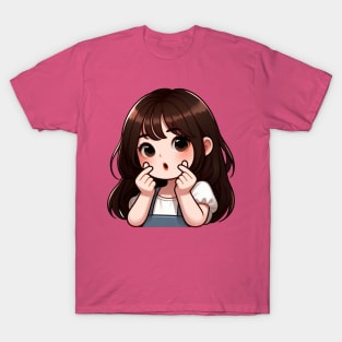 Cute Girl Korean Finger Hearts Kpop T-Shirt